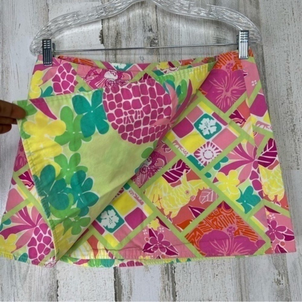 Lilly Pulitzer Patchwork Wrap Mini Skirt Womens S… - image 1